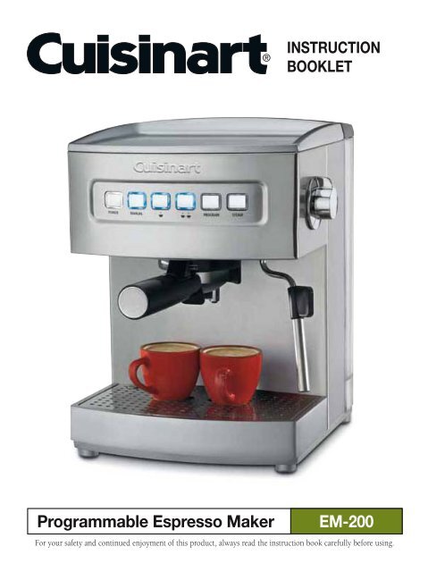 Cuisinart Programmable Espresso Maker -EM-200 - MANUAL