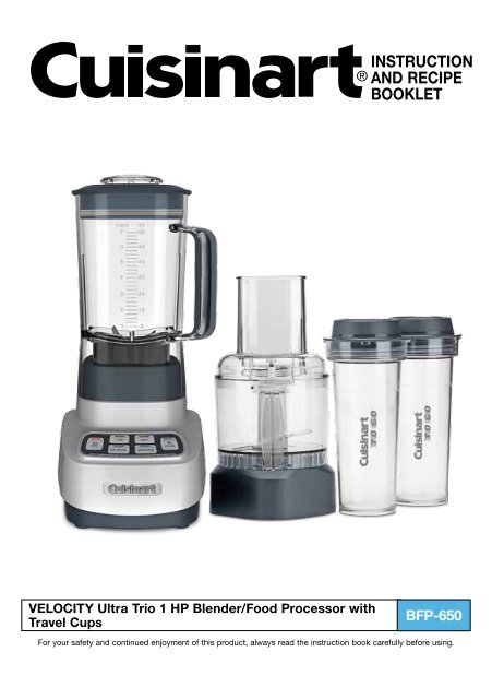 BFP650 by Cuisinart - VELOCITY Ultra Trio 1 HP Blender/Food Processor with  Travel Cups
