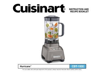 Cuisinart Hurricaneâ¢ 2.25 Peak HP Blender -CBT-1500 - MANUAL