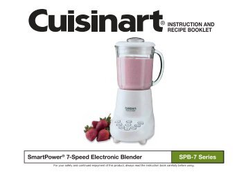 Cuisinart SmartPowerâ¢ 7 Speed Electronic Blender -SPB-7CH - MANUAL