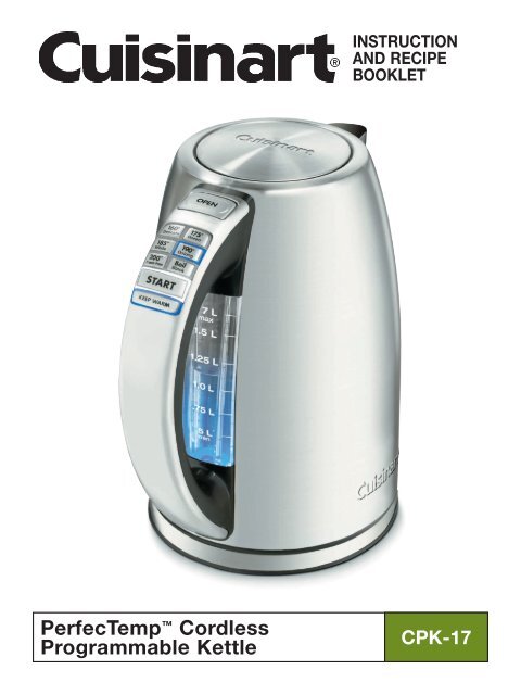 Cuisinart PerfecTemp&reg; Cordless Electric Kettle -CPK-17 - MANUAL