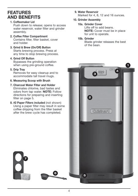 Cuisinart Grind And Brew Coffee Maker Manual - Cuisinart Dgb 550bk