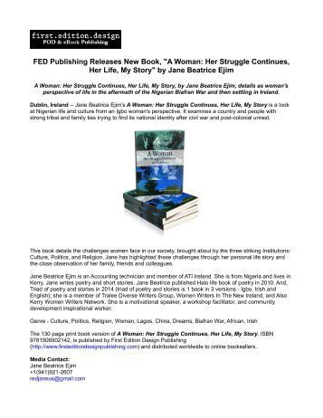 FED Publishing Releases New Book, "A Woman: Her Struggle Continues, Her Life, My Story" by Jane Beatrice Ejim