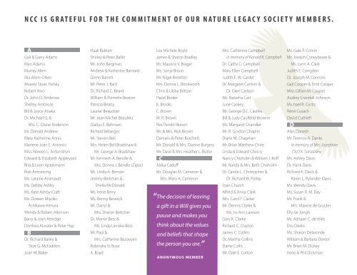 2016 Nature Legacy Society Recognition List