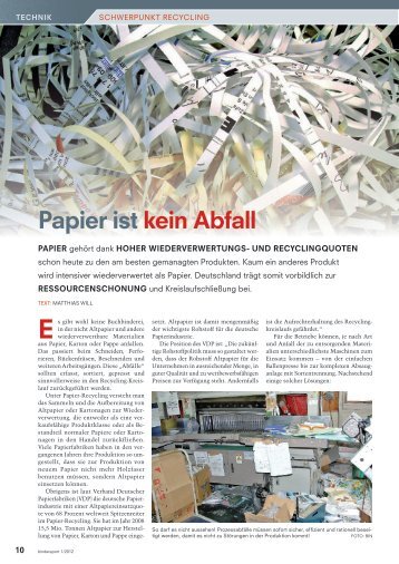 Papier ist kein Abfall - Krämer Lufttechnik Absaug