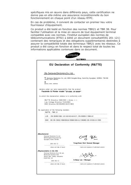 Samsung SF-6900 (SF-6900I/XEF ) - Manuel de l'utilisateur 4.98 MB, pdf, Fran&ccedil;ais