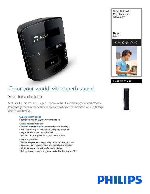 Philips GoGEAR MP3 player - Leaflet - AEN