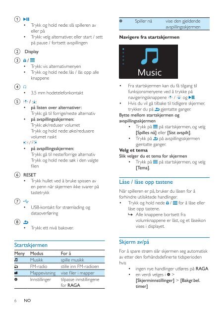 Philips GoGEAR MP3 player - User manual - NOR