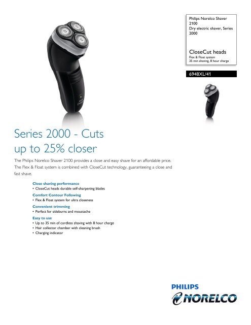 Philips Norelco Shaver 2100 Dry electric shaver, Series 2000 - Leaflet ...