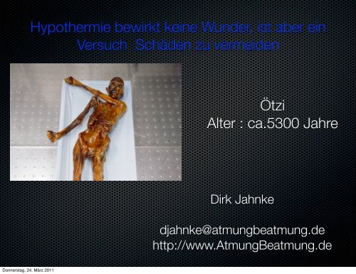 Milde Hypothermie nach Reanimation - Atmung/Beatmung Dirk ...