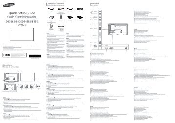 Samsung Moniteur 32" - 400cd/mÂ² - DM32E (LH32DMEPLGC/EN ) - Guide rapide 3.45 MB, pdf, Anglais, FranÃ§ais, ALLEMAND, HONGROIS, Italien, POLONAIS, Portugais, Espagnol, SUÃDOIS, TURQUE