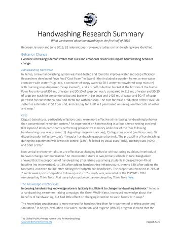 Handwashing Research Summary