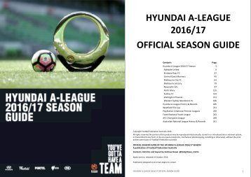 HYUNDAI A‐LEAGUE 2016/17 OFFICIAL SEASON GUIDE