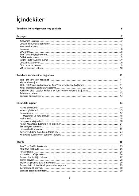 TomTom Manuel d'utilisation de VIA 52 - PDF mode d'emploi - T&uuml;rk&ccedil;e