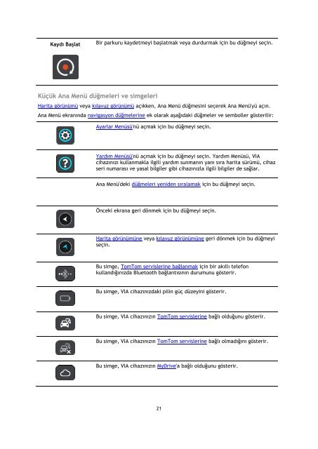 TomTom Manuel d'utilisation de VIA 52 - PDF mode d'emploi - T&uuml;rk&ccedil;e