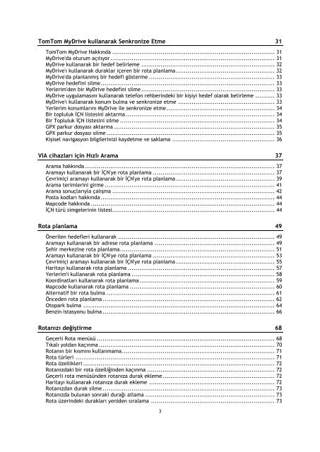 TomTom Manuel d'utilisation de VIA 52 - PDF mode d'emploi - T&uuml;rk&ccedil;e