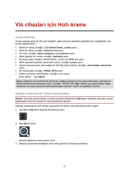 TomTom Manuel d'utilisation de VIA 52 - PDF mode d'emploi - T&uuml;rk&ccedil;e