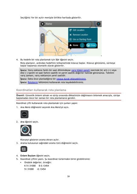 TomTom Manuel d'utilisation de VIA 52 - PDF mode d'emploi - T&uuml;rk&ccedil;e