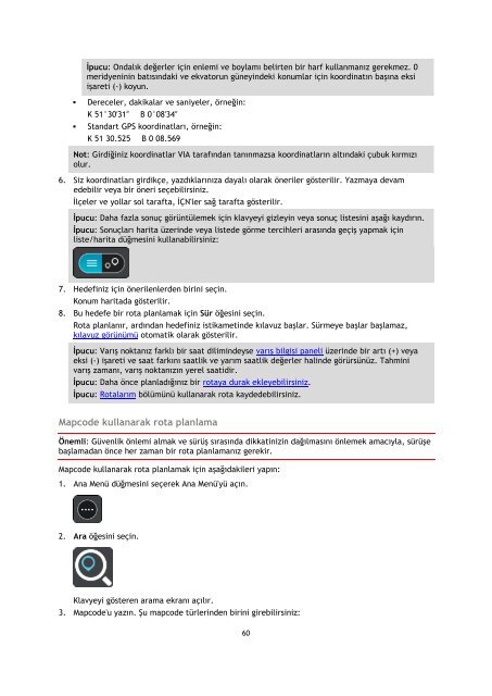 TomTom Manuel d'utilisation de VIA 52 - PDF mode d'emploi - T&uuml;rk&ccedil;e