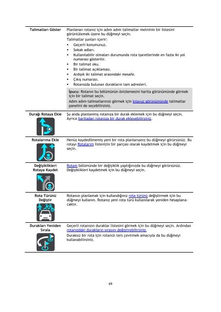 TomTom Manuel d'utilisation de VIA 52 - PDF mode d'emploi - T&uuml;rk&ccedil;e