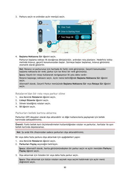 TomTom Manuel d'utilisation de VIA 52 - PDF mode d'emploi - T&uuml;rk&ccedil;e