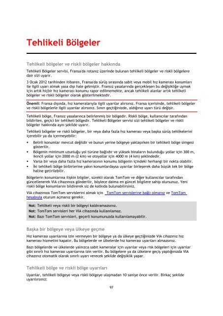 TomTom Manuel d'utilisation de VIA 52 - PDF mode d'emploi - T&uuml;rk&ccedil;e