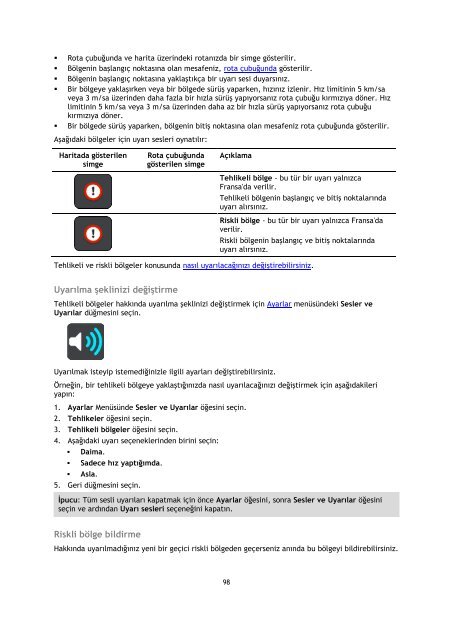 TomTom Manuel d'utilisation de VIA 52 - PDF mode d'emploi - T&uuml;rk&ccedil;e