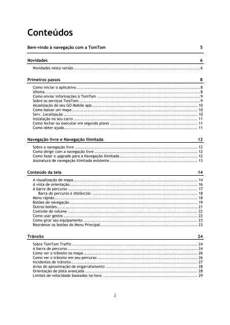 TomTom Guide de r&eacute;f&eacute;rence de l'appli TomTom GO Mobile pour Android - PDF mode d'emploi - Portugu&ecirc;s do Brasil