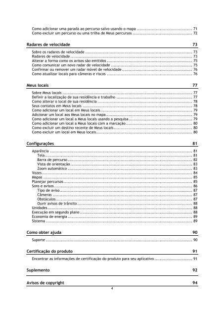 TomTom Guide de r&eacute;f&eacute;rence de l'appli TomTom GO Mobile pour Android - PDF mode d'emploi - Portugu&ecirc;s do Brasil