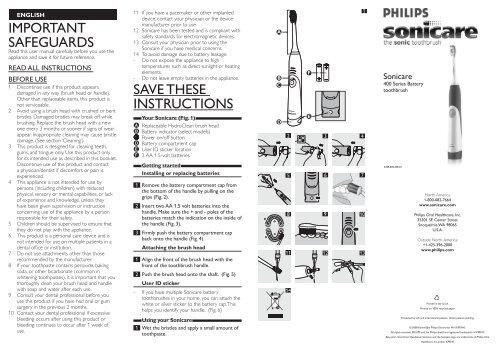 Philips Sonicare HydroClean Sonic electric toothbrush - User manual - ENG