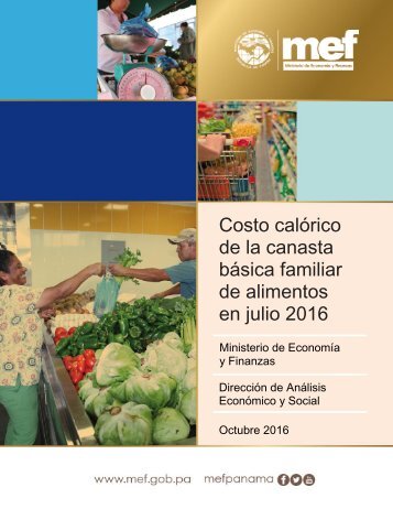 Costo calórico de la canasta básica familiar de alimentos en julio 2016