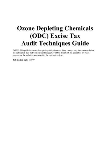 Ozone Depleting Chemicals (ODC) Excise Tax Audit Techniques Guide