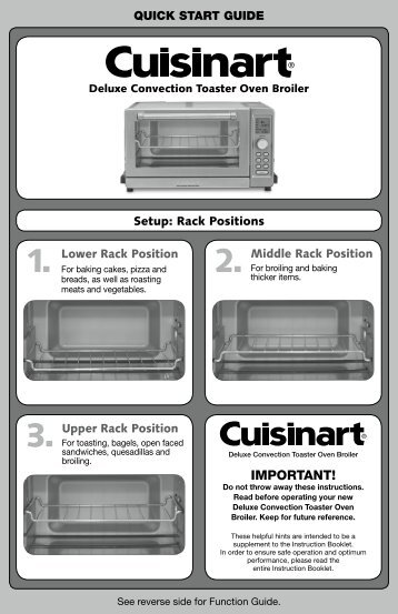 Cuisinart Deluxe Convection Toaster Oven Broiler -TOB-135 - Quick Reference