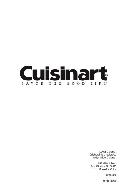Cuisinart 3.5 Quart Programmable Slow Cooker -PSC-350 - Recipe Booklet