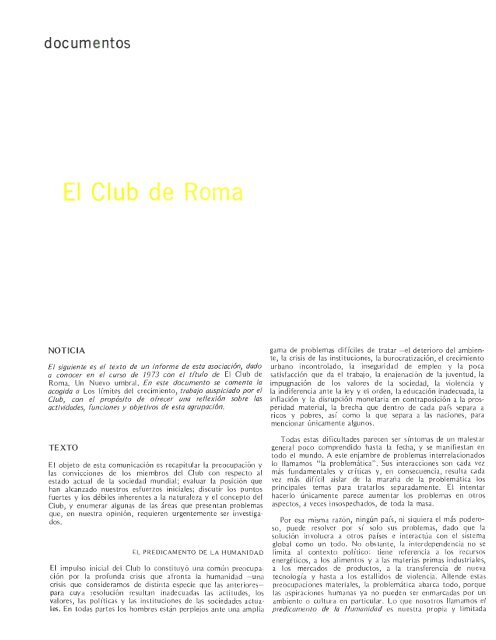 Sobre los límites del crecimiento Club de Roma