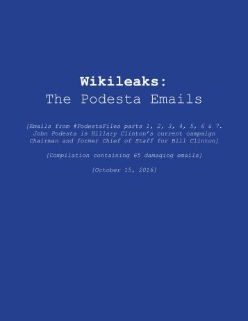 Wikileaks The Podesta Emails