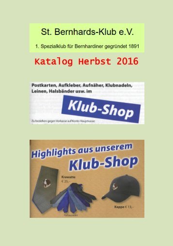 Bernhardiner katalog herbst 2016