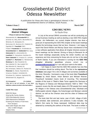 March 2007 issue of the GDO Newsletter - GRHS Home Page