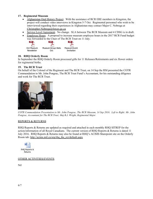 RHQ Sep 16 SITREP