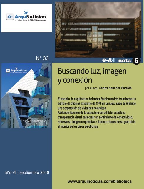 e-AN N° 33 nota N° 6 Buscando luz, imagen y conexión por el arq. Carlos Sánchez Saravia