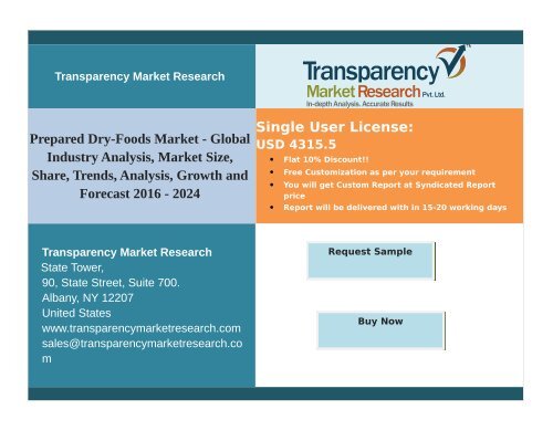Prepared Dry-Foods Market to be Driven by Increased Demand for Easy to Prepare Quick Food
