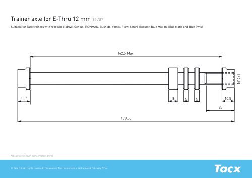 Dimensions of Tacx trainer axles