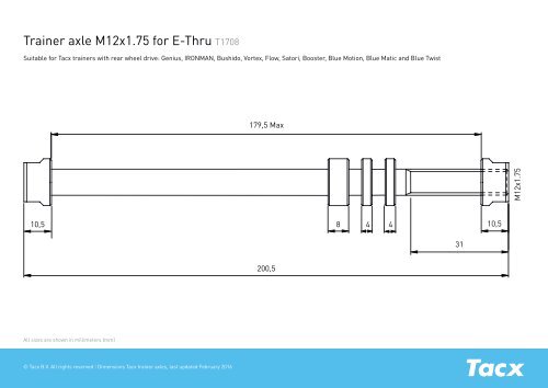 Dimensions of Tacx trainer axles