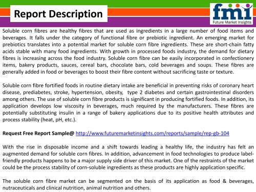 Soluble Corn Fibre Market Forecast and Segments, 2014-2020