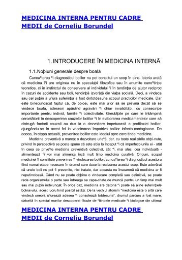 MEDICINA INTERNA PENTRU CADRE MEDII de Corneliu Borundel