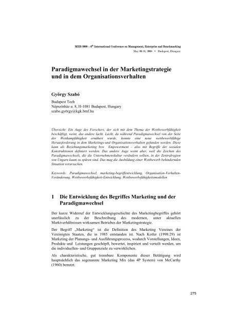 Paradigmawechsel in der Marketingstrategie und in dem ...