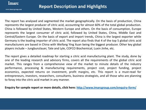 Citric Acid Market Analysis, Share, Size & Forecast 2016 - 2021