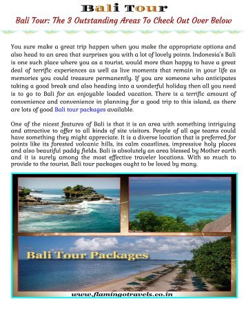 Bali Tour: The 3 Outstanding Areas To Check Out Over Below