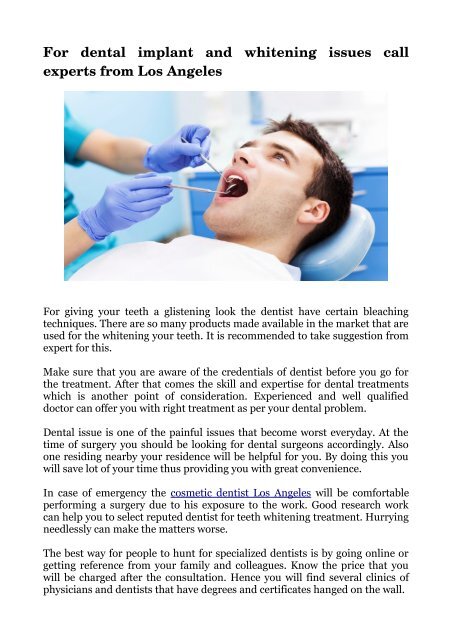 Cosmetic Dentist los Angeles