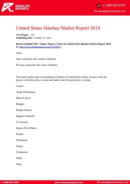 United States Hatches Market